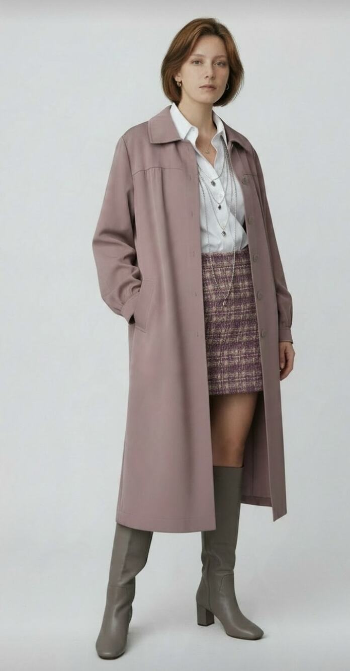 Vintage 70s GIMBELS Mauve Pink Rain/Shine Overcoat Trench Duster Jacket 16.5